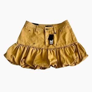 AFRM NWT Zell Beige Khaki Cotton Twill Mini Bubble Skirt Ruffle Hem Tan Size 29